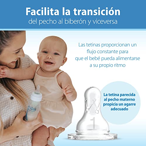Dr. Brown's Natural Flow Anti-Colic Options+ Narrow Baby Bottle, 2 oz/60 mL, with Preemie Flow Nipple, 0m+, 4 Pack