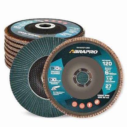 10 Pack, 6" x 7/8" Flap Discs, Arbor Size 7/8-inch, T27 Industrial Zirconia Abrasive Grinding Wheel for Metal, Wood, Stainless Steel Finishing, 120 Grit