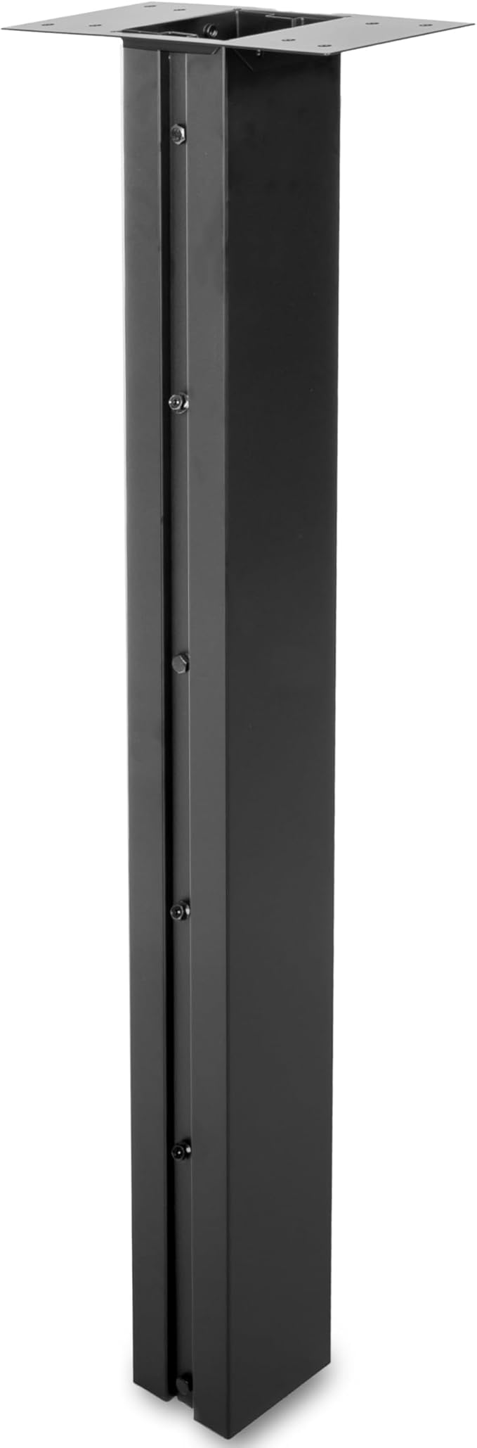 Ilyapa Black Mailbox Post for Outside, 43x4x4 inch Modern Metal Post Sleeve with Universal Mounting Plate Bracket for Curbside Residential Mailbox, Heavy Duty Outside Mailbox with Grooved Sides