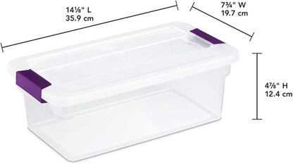 Sterilite 6 Qt ClearView Latch Storage Box Stackable Bin with Latching Lid, Plastic Container to Organize Shoes in Closet, Clear (24 Pack)