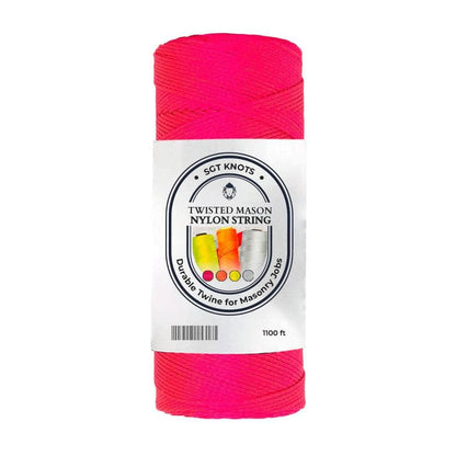 SGT KNOTS #18 Twisted Mason Nylon String Superior and Durable Twine for Masonry Jobs, DIY Projects, Crafting, Commercial, Workshop, Gardening, Trot Line (1100ft, Fluorescent Pink)