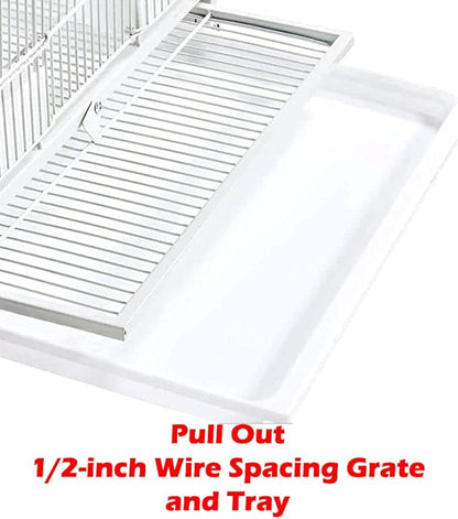 Combo Breeding Stacker Center Divided Breeder Bird Flight Double Rolling Cage with Side Breeding Nest Door (White, Triple Stack)