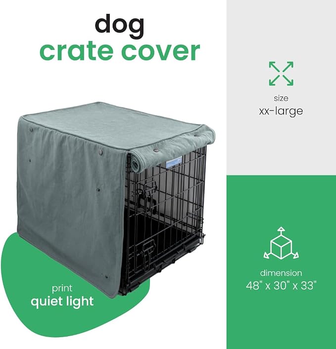 Molly Mutt Quiet Light Dog Crate Cover, GOTS-Certified 100% Organic Cotton Canvas Cover for Dog or Puppy Kennel and Cage, Washable, Free of Harmful Chemicals, XX-Large, Fits 48"x30"x33" Crate