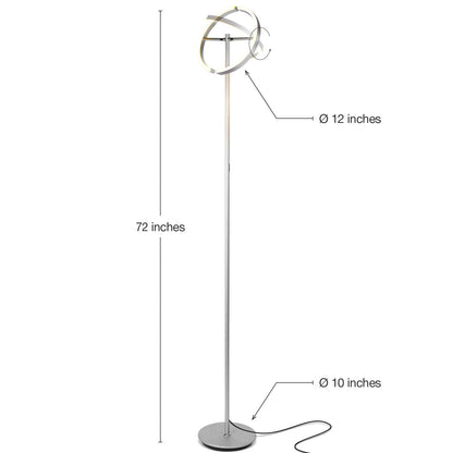 Brightech Halo Split Floor Lamp, Modern Bright LED Torchiere Floor Lamp for Offices - Dimmable, Tall Standing Lamp for Living Room or Bedroom - Adjustable Light w/Rotating Angles - Platinum Silver