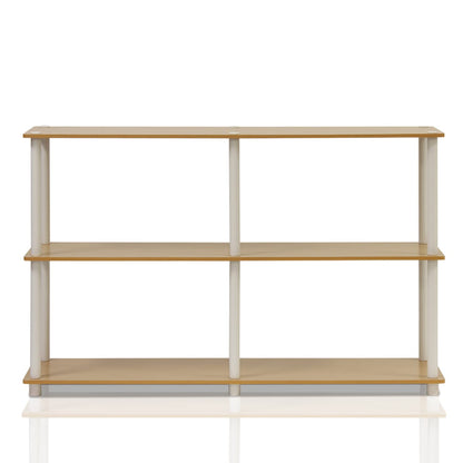 Furinno TURN-N-TUBE Storage Shelves, 3-Tier 47.4 Wide Book Shelf, Corner Shelf, Toolless Open Shelves, for Organization and Storage, Living Room, Garage, Home Office, Beech