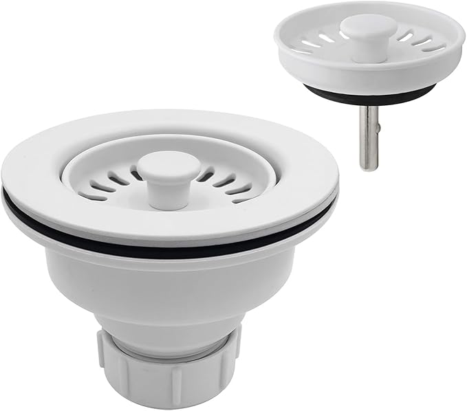 3-1/2 Inch Polymer White Sink Drain Assembly