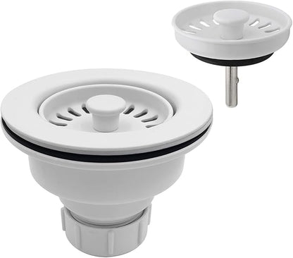 3-1/2 Inch Polymer White Sink Drain Assembly
