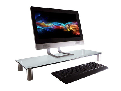 Monoprice 116356 Multimedia Riser Desktop Monitor Stand - Clear Glass, Large 30.8 x 11 Inches - Workstream Collection, 30.8" x 11.0"
