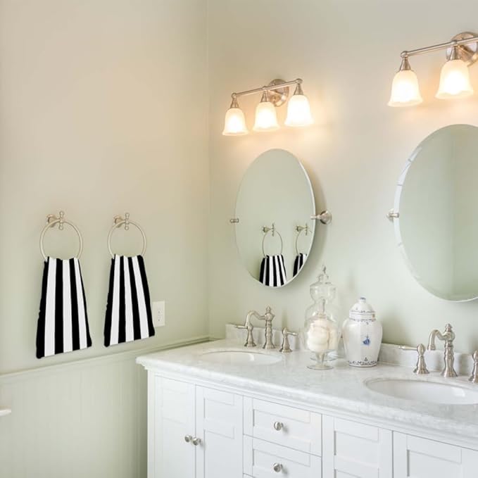 Black and White Striped Towels Highly Absorbent Stripe Bath Towels Set of 2