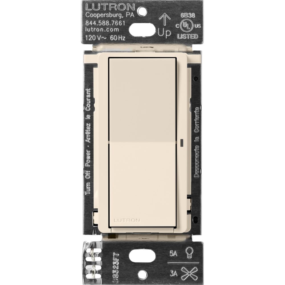 Lutron Claro Smart Light Switch for Caseta Lighting, for LED Lights, Fans, 5 Amp, Single-Pole/3-Way, Neutral Required, DVRF-5NSS-WH-2, White, 2 Pack