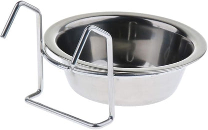 2 Pcs Stainless Steel Bird Parrot Feeding Cups Cage Hanging Bowl, Bird Coop Cups Seed Water Food Dish Feeder Bowl