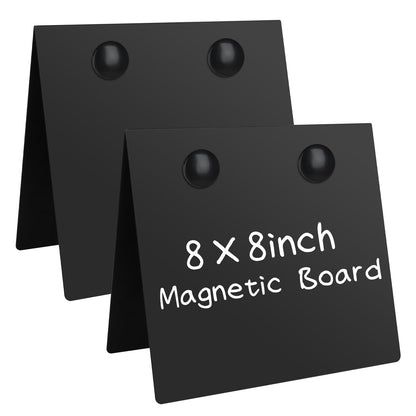2 Pcs 8x8inch Magnetic Bulletin Board with 4 Magnets, Metal Magnet Display Board, Tabletop Memo Board, Memo Display Easel Stand for Home Kitchen School Office