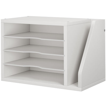 Creso hom Mail Sorter, File Organizer Desktop, Wood Desk Organizer with 3 Adjustable Shelves, Mail Holder for Office, Home, Letter Sorter File Holders for Envelopes, Mail Supplies Magazines, White