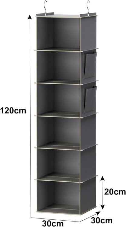 YOUDENOVA Hanging Closet Organizer and Storage, 6-Shelf Closet Hanging Storage