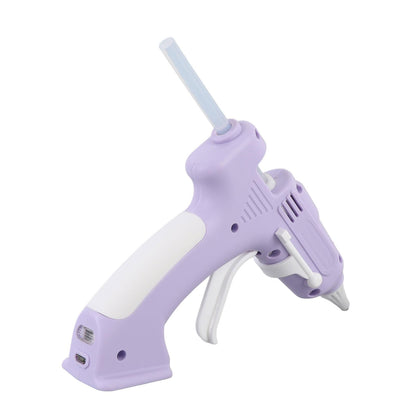 Cordless Glue Gun, Mini Glue Gun, with 10 Glue Sticks, Cordless Hot Melt Glue Tool, Rechargeable Hot Glue Gun Kit, for DIY Gift Craft Decor (Violet)