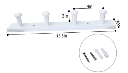 Tmflove Wall-Mounted Hook Coat and Hat Rack | Decorative Household Items | Entrance | Foyer | Hallway | Bathroom | Bedroom (4 Hooks, White)