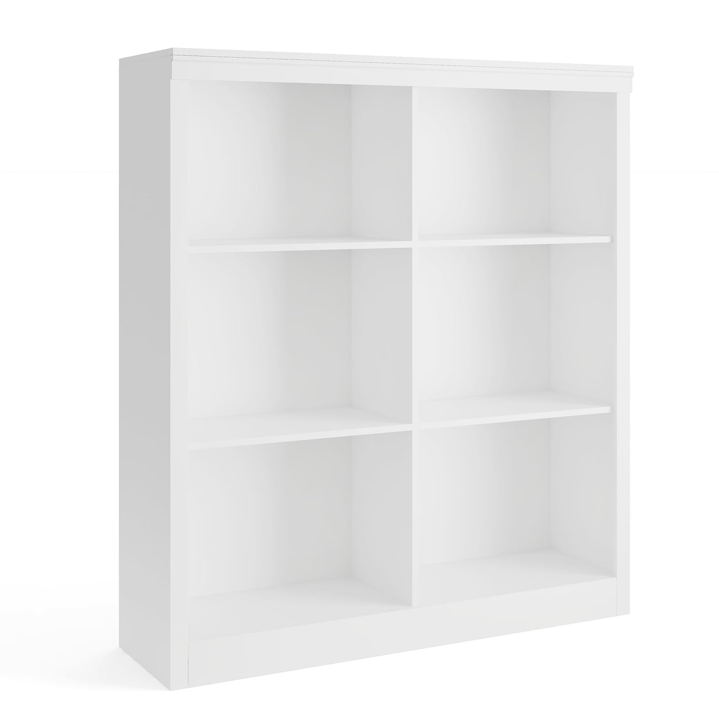 6-Cube Storage Organizer Bookshelf, Farmhouse Wooden Bookcase with Open Shelves, Horizontal Standing Display Cabinet for Home Office, Living Room and Bedroom