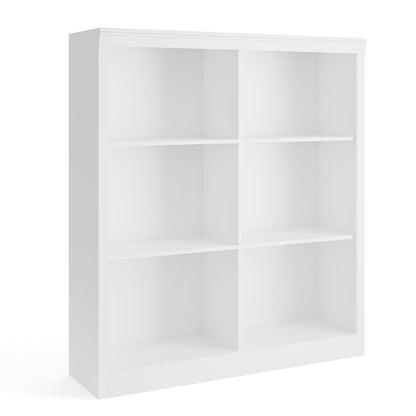 6-Cube Storage Organizer Bookshelf, Farmhouse Wooden Bookcase with Open Shelves, Horizontal Standing Display Cabinet for Home Office, Living Room and Bedroom