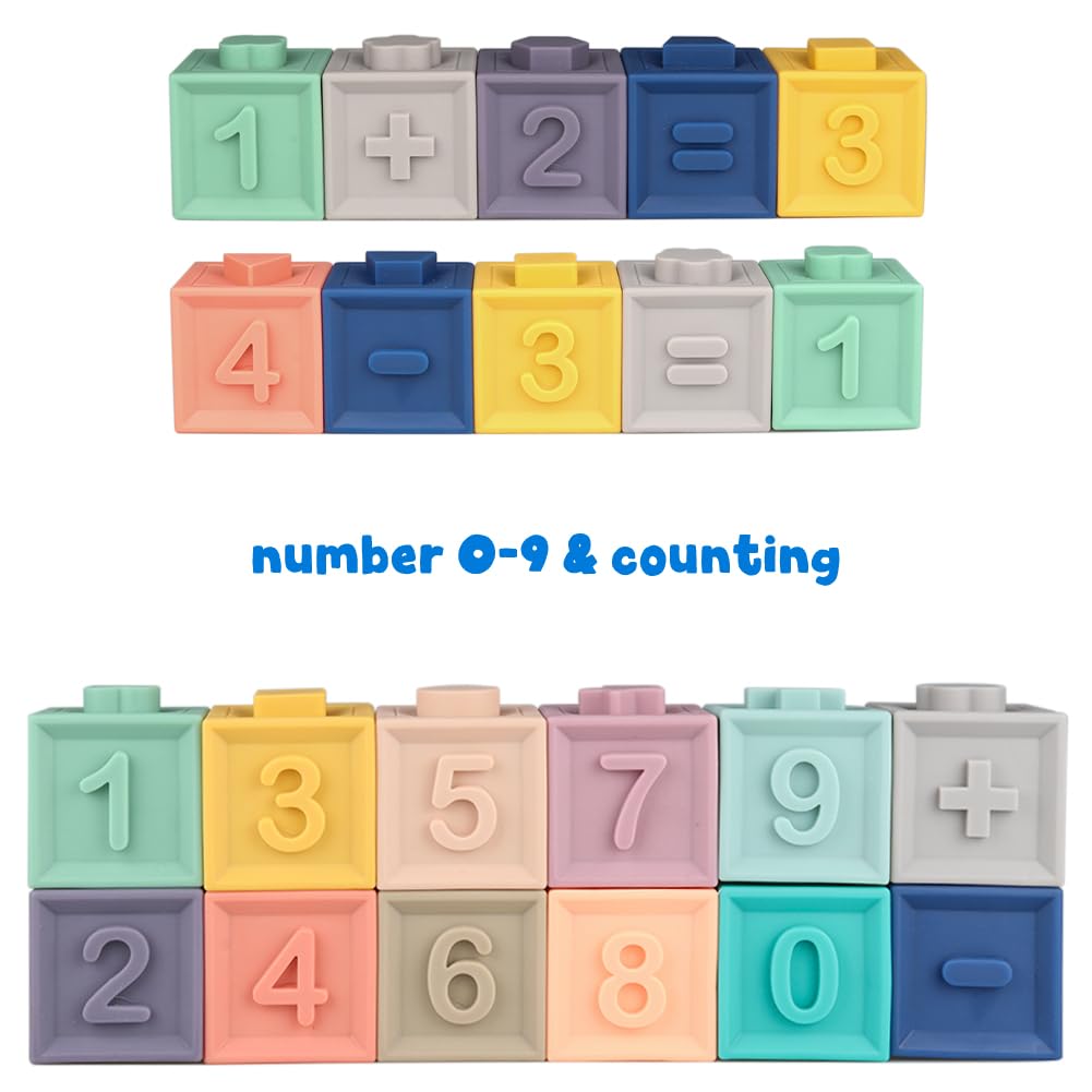 Litand Soft Stacking Blocks for Baby - Sensory Montessori Toys Toddler Activities - Gifts for Boy Girl 6 9 12 18 Months 1 2 3 Year Old Birthday - Infant Bath Toys