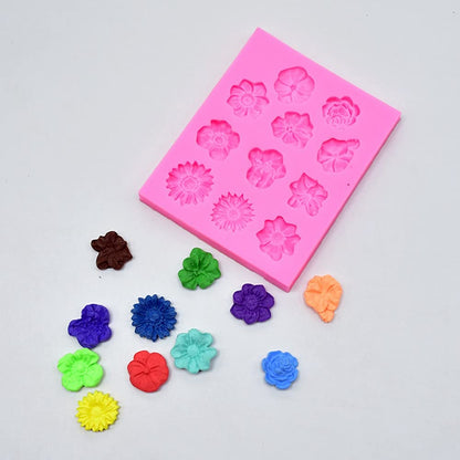 Sunflower Rose Flowers Shape Silicone Mold Cake DIY Decoration Chocolate 3D Mould Tools Color Random