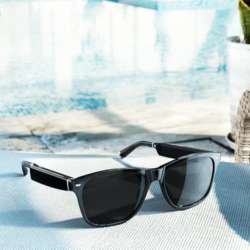 Amazon Echo Frames, an Alexa device (newest model), Smart glasses with Alexa, Modern Rectangle frames in Charcoal Gray with polarized sunglass lenses