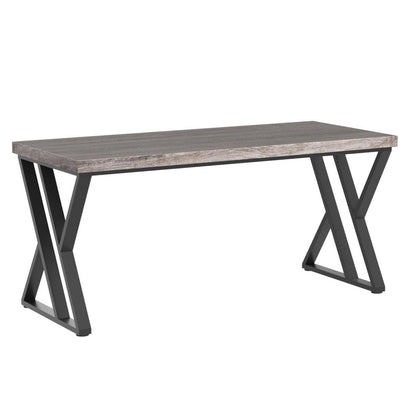 Tribesigns Writing Computer Desk, 55 inch Heavy Duty Study Desk with Z-Shaped Metal Leg, Modern Simple Home Office Computer Desk, Grey