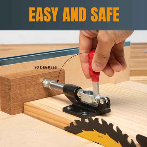POWERTEC 4PK Push Pull Toggle Clamp, 500lbs Holding Capacity, 305CM Quick Release Push Pull lever Clamp, Stroke Clamp for Welding, Woodworking Jigs and Fixtures, Pocket Hole Jigs, CNC (20318-P4)