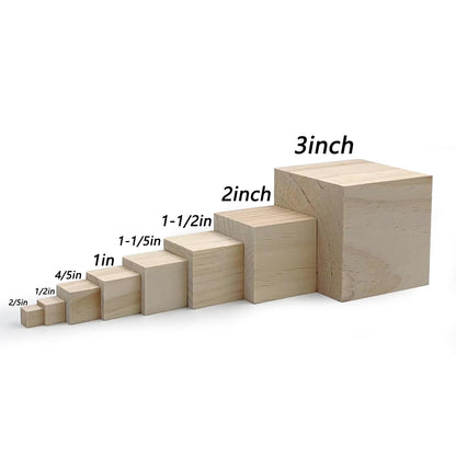 Wood Blocks for Crafts, Large Unfinished Wood Cubes, 3 Inch Natural Wooden Blocks, Pack of 2 Pine Square Blocks for Arts and Crafts and DIY Projects