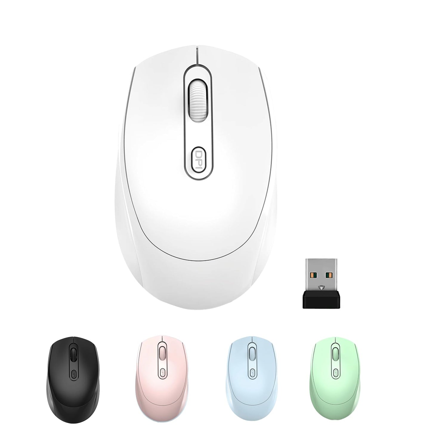 ONE-UP Wireless Mouse, 2.4G, Silent, USB Nano Receiver, for Laptop, Chromebook, PC, Mac, Windows and School Work (Black)
