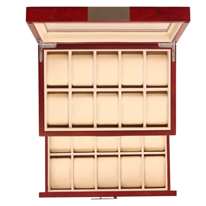 Decorebay Cherry Oak Wood 20 Slot Watch display case and Jewelry Box Storage Organizer (Darling)