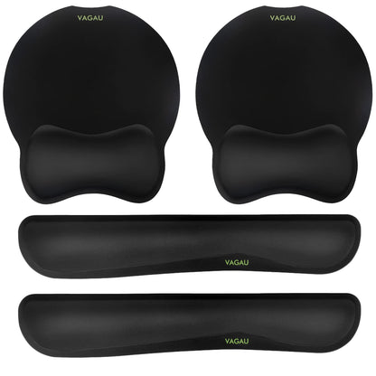 VAGAU Premium Keyboard Wrist Rest and Mouse Pad Wrist Support, Ergonomic Memory Foam Set for Office, Laptop, Mac, Computer and Gaming, Comfortable Typing &Wrist Pain Relief (2 Pack)