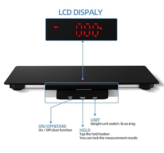 Helsevesen Medium Breed Veterinary Dog Scale, Digital Pet Scale with 27.6 x 17.7 inch Tempered Glass Platform with Anti Slip Sticker, 330 Lb Capacity