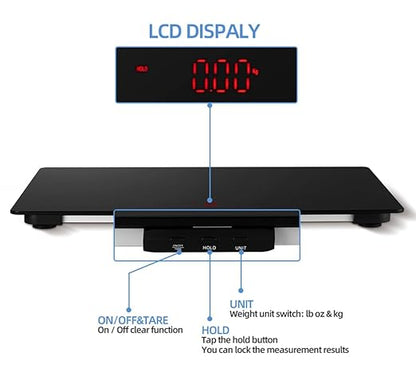 SIKE Medium-Large Breed Veterinary Scale, Dog Scale (±10g) Accuracy, Red LED, 32 x 20 inch Tempered Glass Platform with Anti Slip Sticker, Digital Pet Scales