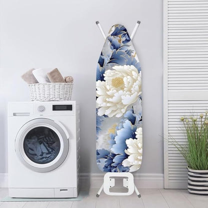 Peony Flower Ironing Board Cover Blue White Gradient Chinese Rose Polyester