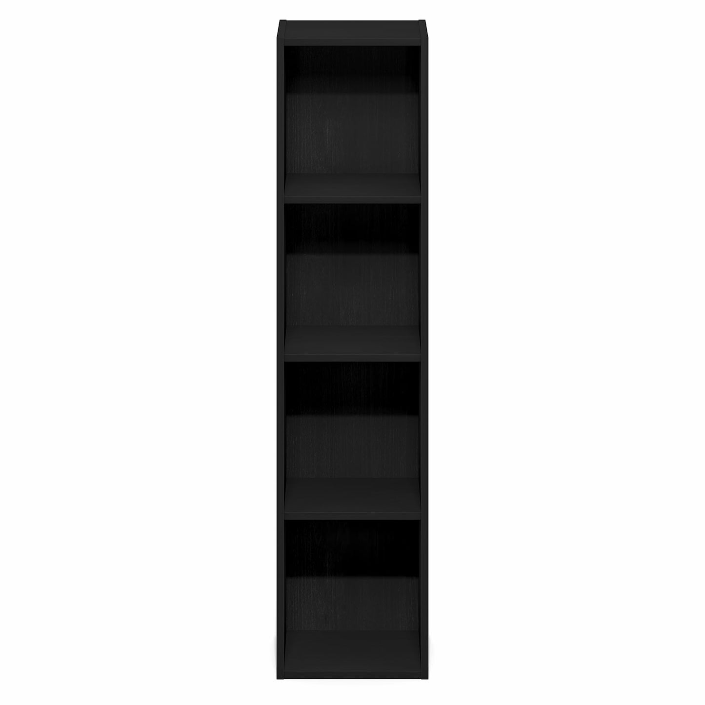 Furinno Fulda Book Shelf, 4-Tier Narrow Bookshelf, Standing Bookcase with 10-in Width Storage Shelf, 9.3 x 9.8 x 41.6, for Organization and Storage, for Living Room, Bedroom, Home Office, Blackwood
