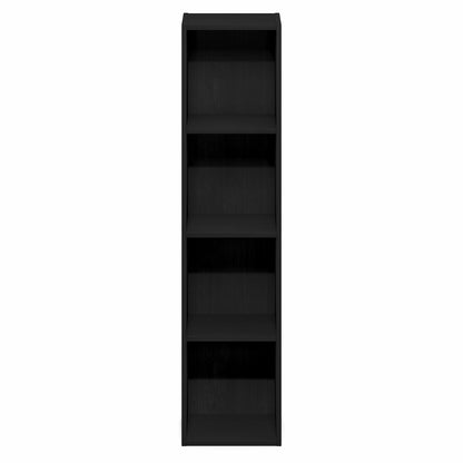 Furinno Fulda Book Shelf, 4-Tier Narrow Bookshelf, Standing Bookcase with 10-in Width Storage Shelf, 9.3 x 9.8 x 41.6, for Organization and Storage, for Living Room, Bedroom, Home Office, Blackwood
