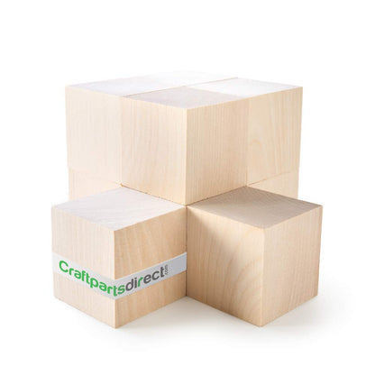 1.5 inch Wood Blocks - Natural Unfinished Craft Wooden Cubes -by CraftpartsDirect - 10 Pack