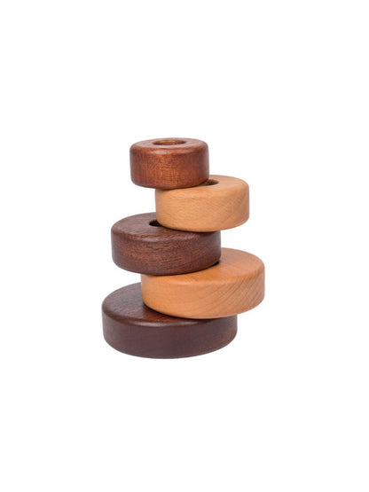 Wooden Stacking Rings for Babies, Montessori Stacker Toys for Toddlers 18+ Months, Educational Learning Sorter and Stacking Tower, Natural Wood Toy for Fine Motor Skills (Circle)