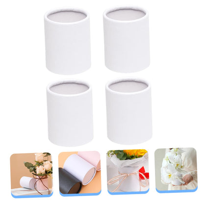 Angoily Flower Bouquet Hat Boxes, Mini Florist Tape Containers Packing Boxes Artificial Flowers Decorative Crinkle Ribbon Cardboard Clear Cylinder Fake White Paper Florist Supplies