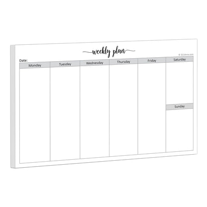321Done Weekly Planning Notepad Landscape - 50 Sheets (8.5" x 5.5") - Horizontal Weekly Days of Week Paper Note Pad, Planner Organizing - Made in USA - Simple Script