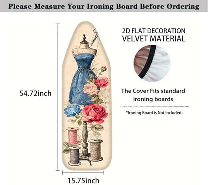 Nuxovilar Vintage Sewing Elements Ironing Board Cover& Floral Design, This