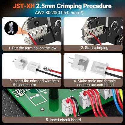 Preciva Crimping Tool Connector kit - AWG28-16/0.08-1.5mm©÷ Ratcheting Crimper with 620Pcs Connectors and 1600Pcs Pins | Crimp Tool for Dupont, JST, ATX, EPS, PCIE, SATA Series