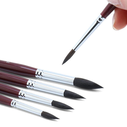 Transon Squirrel Hair Round Paint Brush Set for Watercolor Gouache Ink Acrylic Art Painting Short-Handle