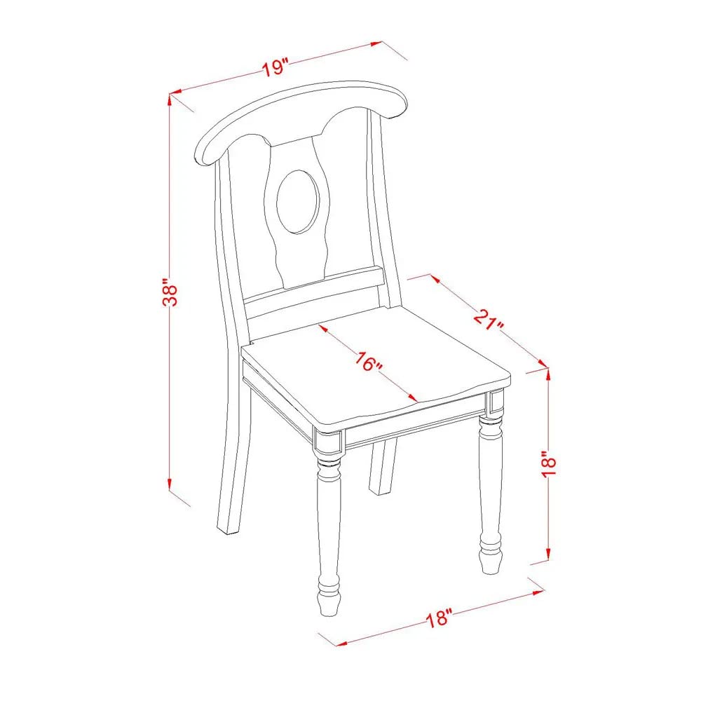East West Furniture KEC-LWH-W Kenley Dinette Chairs - Napoleon Back Solid Wood Seat Kitchen Chairs, Set of 2, Linen White