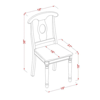 East West Furniture KEC-LWH-W Kenley Dinette Chairs - Napoleon Back Solid Wood Seat Kitchen Chairs, Set of 2, Linen White