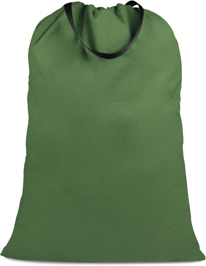 Cotton Canvas Laundry Bag with Handles & Drawstring Straps, Heavy Duty Extra