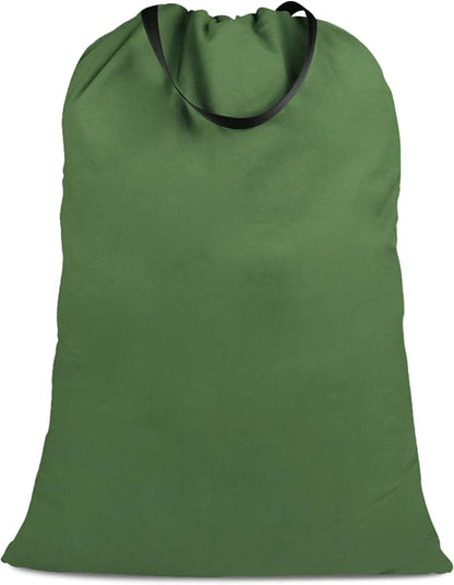 Cotton Canvas Laundry Bag with Handles & Drawstring Straps, Heavy Duty Extra