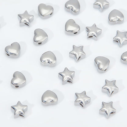 UNICRAFTALE 24Pcs 2 Style Spacer Beads Kit 1.5mm 304 Stainless Steel Cute Beads Metal Star Beads Heart Spacer Beads Small Hole Heart Beads for Bracelets Necklace Jewelry Making