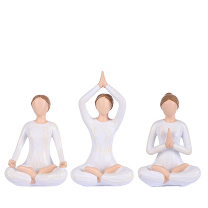 DOVDOV Yoga Figurine Set of 3, Zen Meditation Home Decor, Modern Art Pieces for Living Room Coffee Tables, Offices, Bookshelves, TV Consoles, and Mantelpiece Decorative Sculptures.