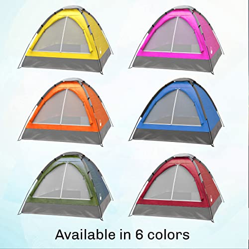 2 Person Camping Tent with Rain Fly and Carrying Bag - Lightweight Outdoor Tent for Backpacking, Hiking, or Beach Use by Wakeman Outdoors (Blue)